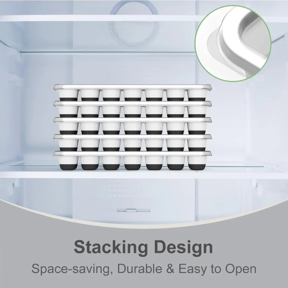Easy Release Reusable Ice Cube Trays Set of 5